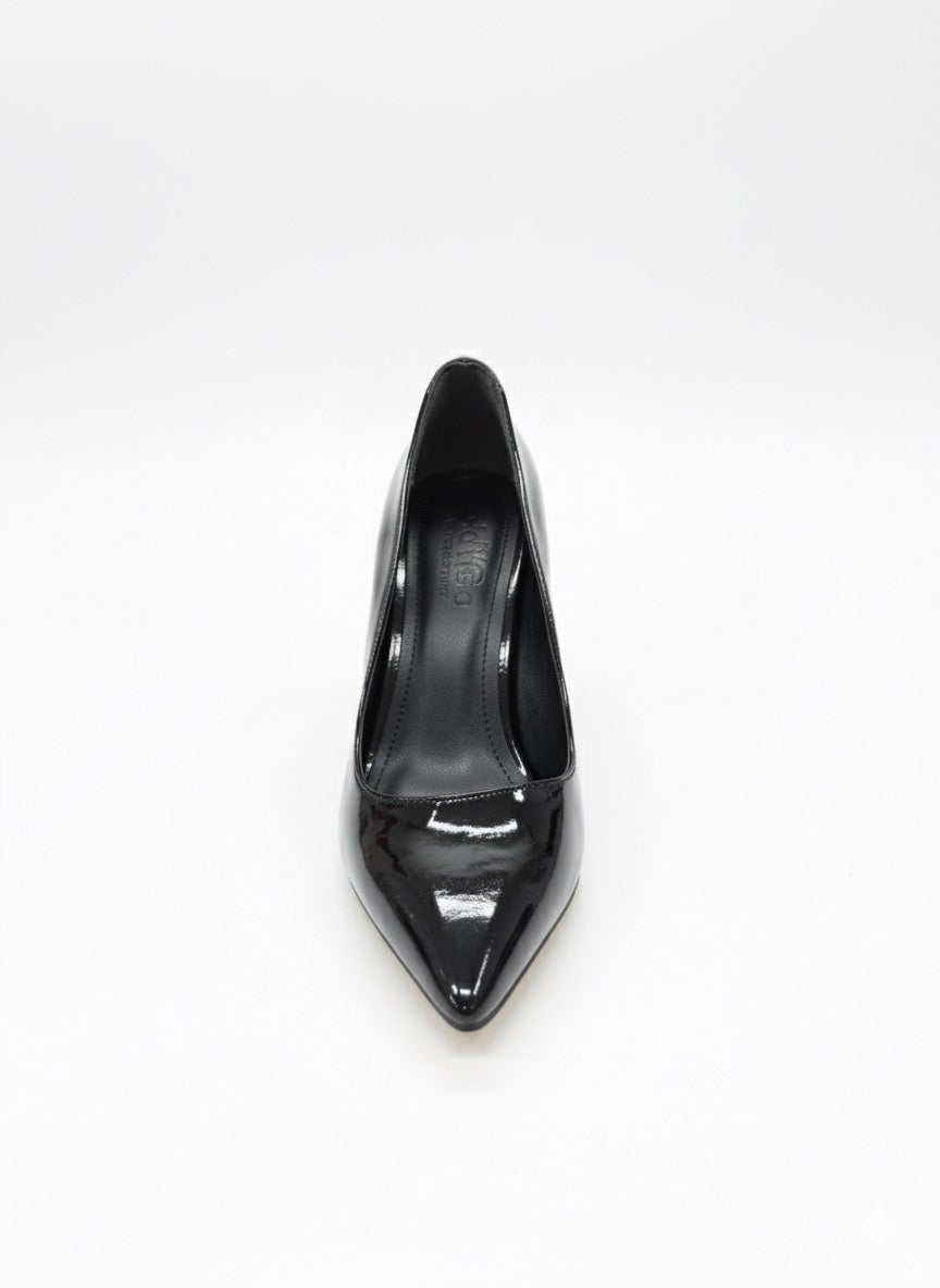 Patent Shine | Parlak Vernikli Siyah Sivri Burun Kadeh Topuk Stiletto