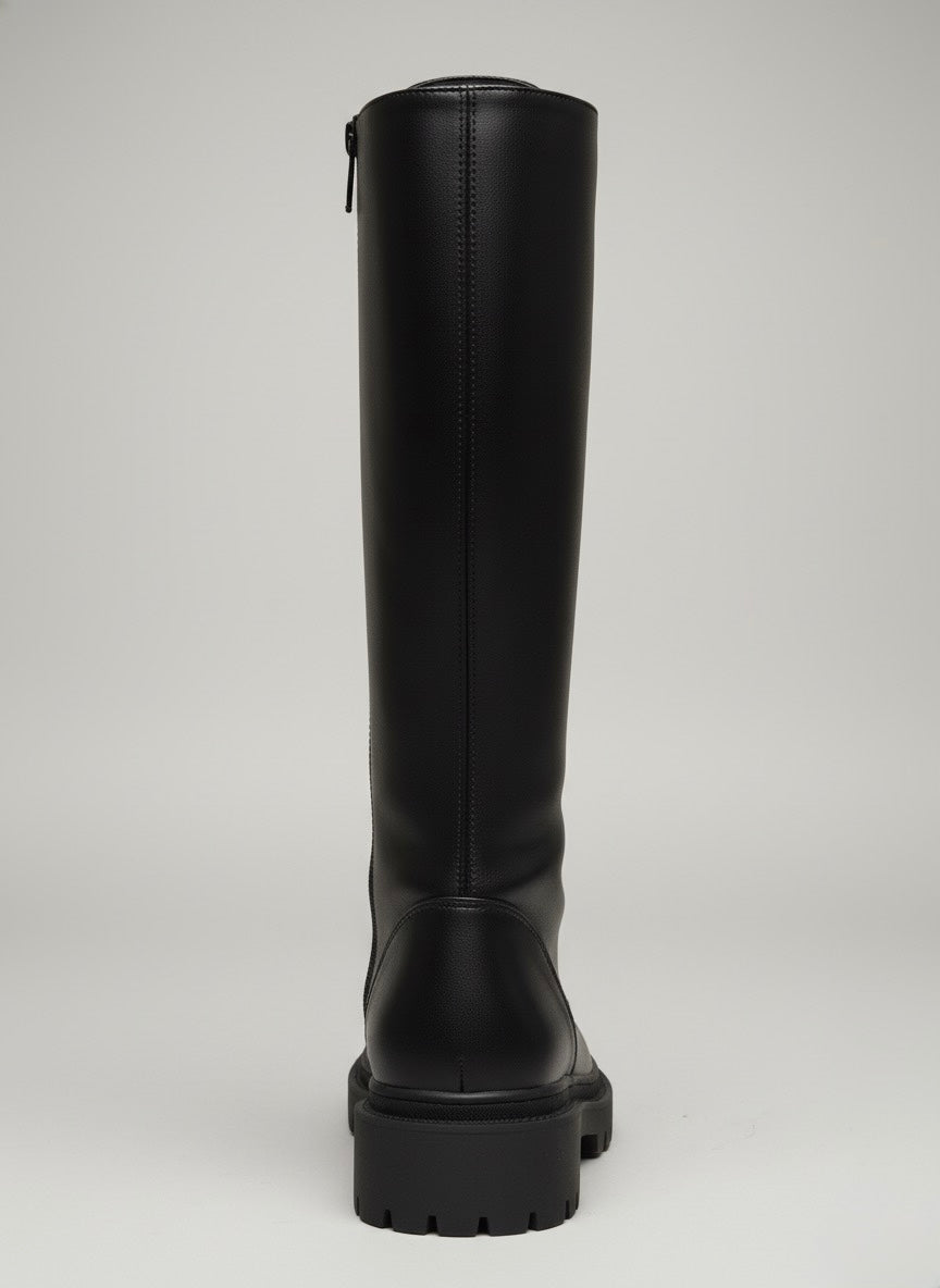 Uzun Bağcıklı, Kalın Tabanlı Siyah Combat Çizme