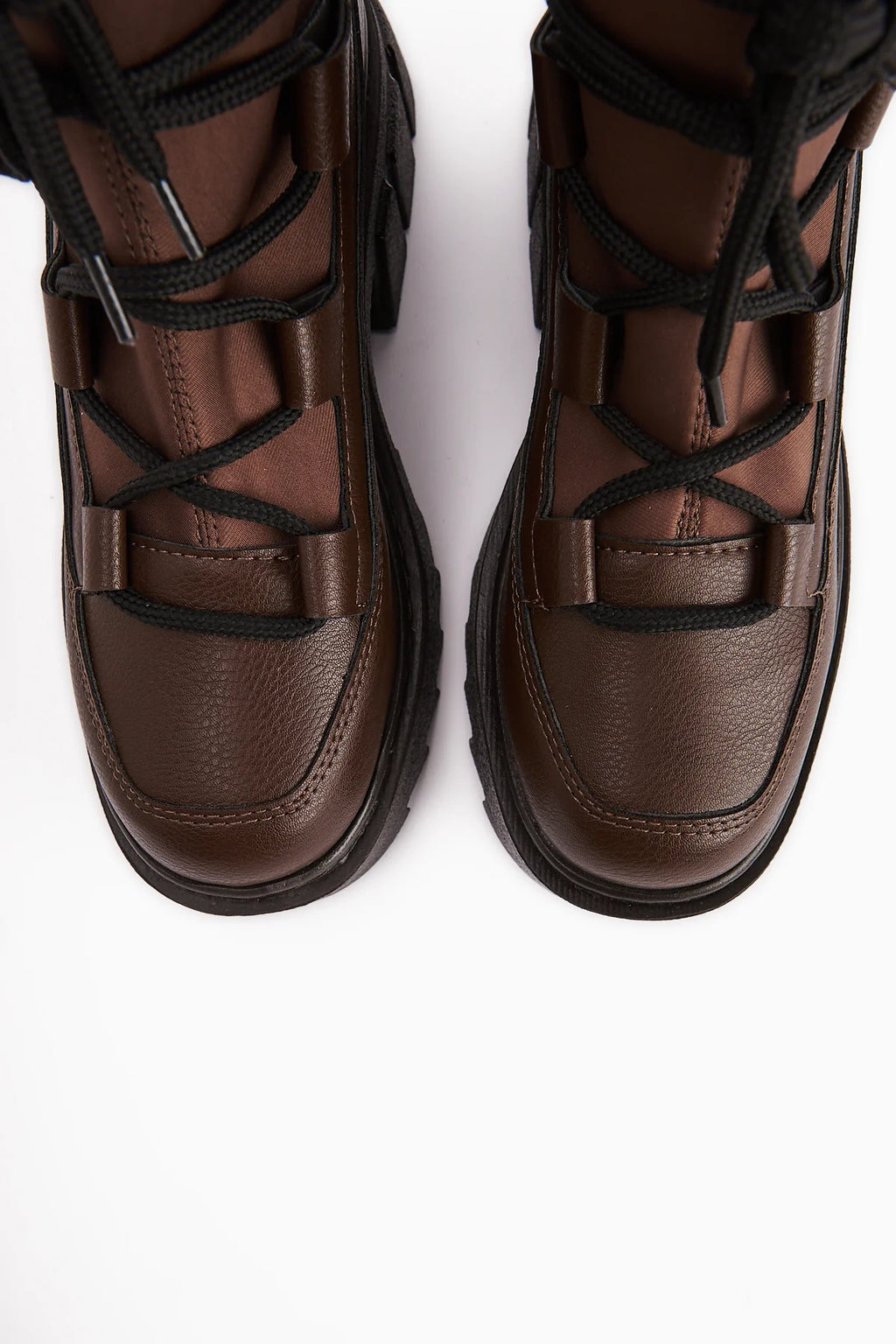 Kahve Streç Bilekli, Kalın Taban Bağcıklı Bot