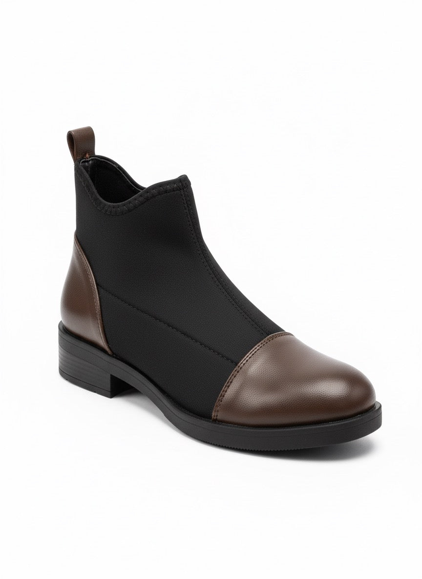 Kahverengi ve Siyah Çift Strech Düz Bot