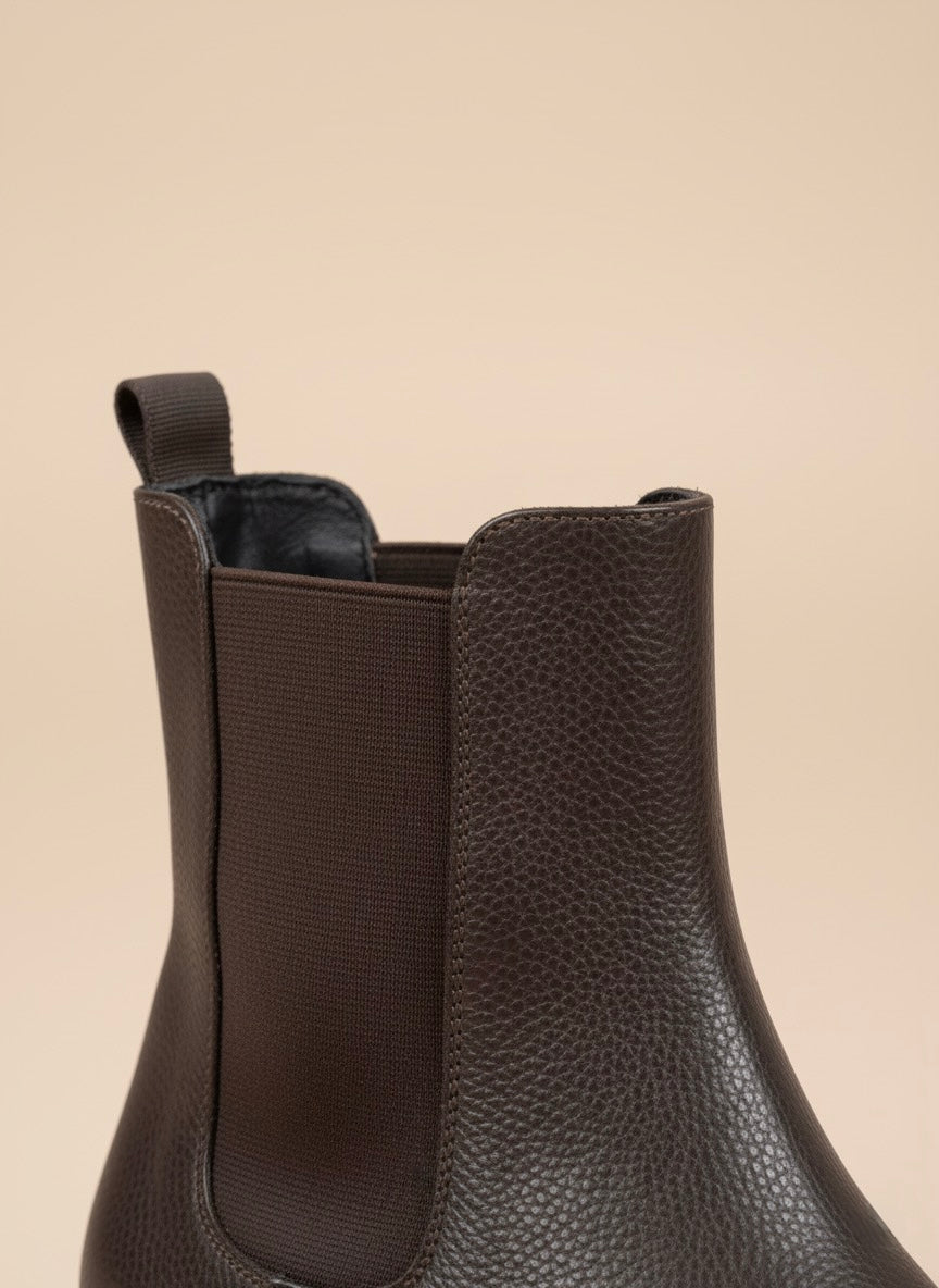 Kahve Grenli Deri ve Siyah Kalın Taban Chelsea Bot