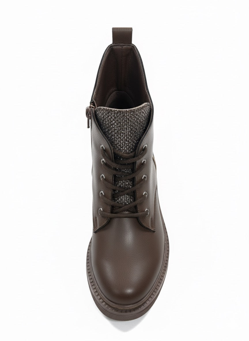 Tüvit Detaylı Kahverengi Bağcıklı Günlük Bot