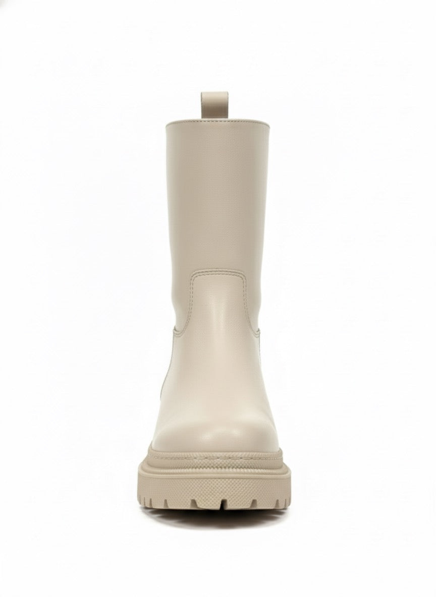 Chunky Slip-On | Ekru Rengi Kalın Tabanlı Fermuarsız Yarım Bot