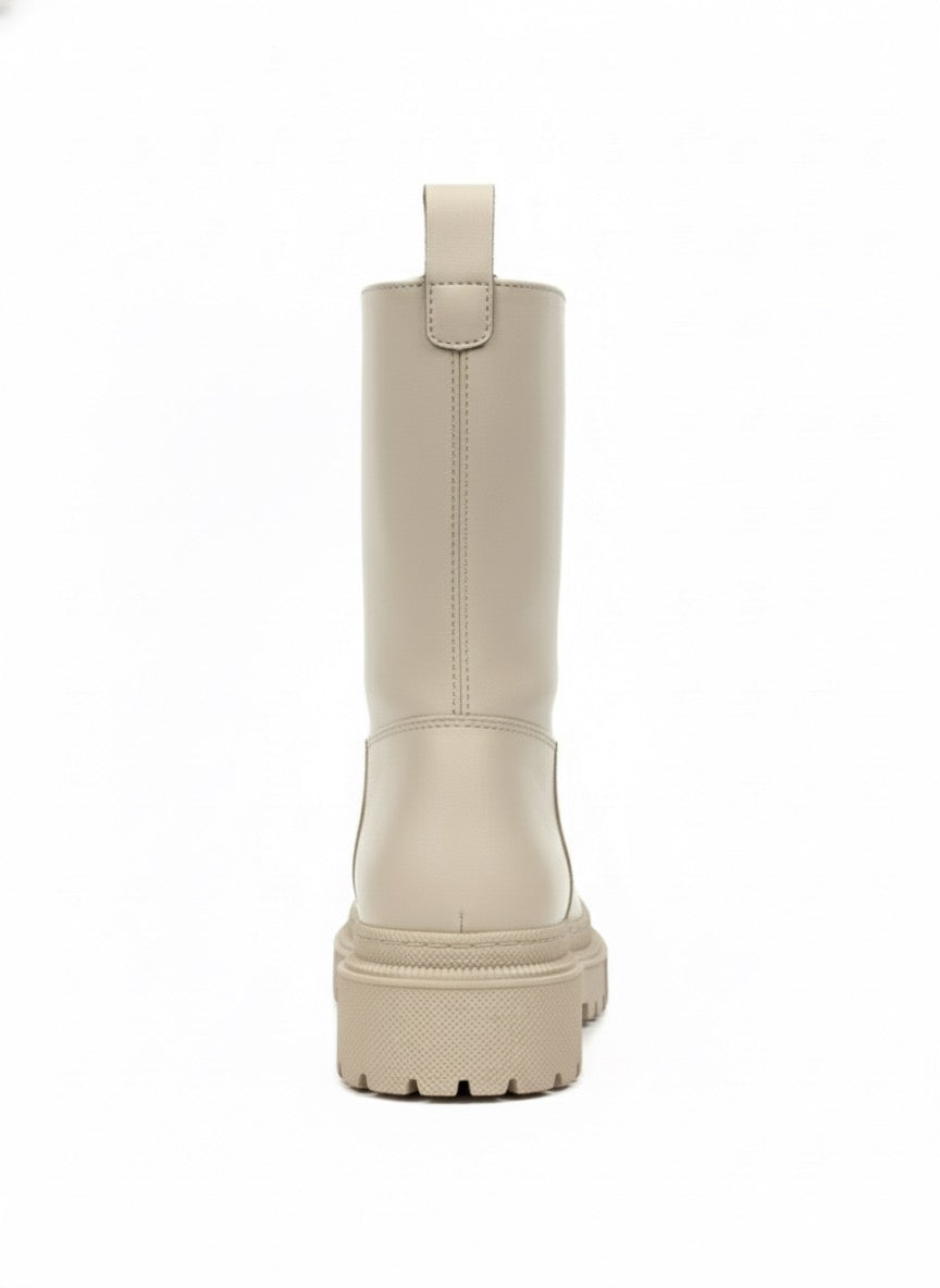 Chunky Slip-On | Ekru Rengi Kalın Tabanlı Fermuarsız Yarım Bot