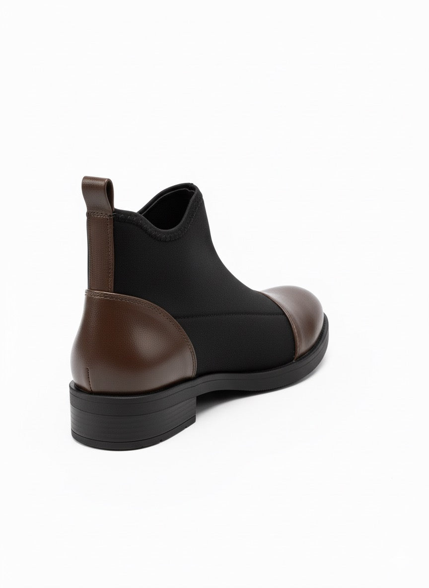 Kahverengi ve Siyah Çift Strech Düz Bot