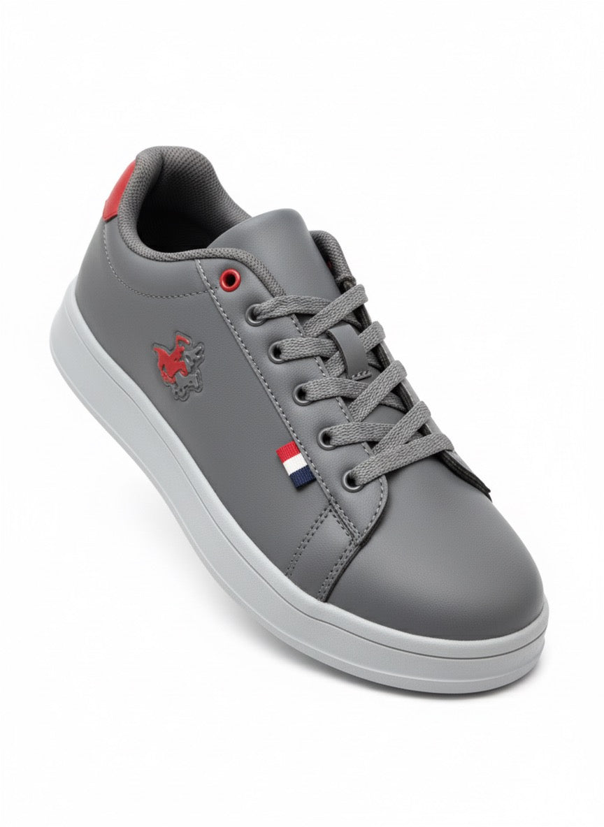 Gri Kırmızı Detaylı Hafif Platform Günlük Sneaker