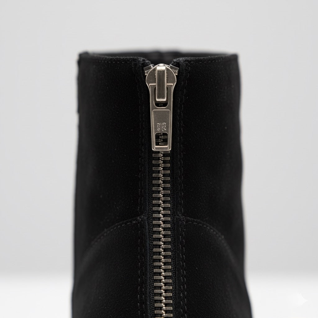 Sivri Burunlu, Blok Topuklu Siyah Streç Bot