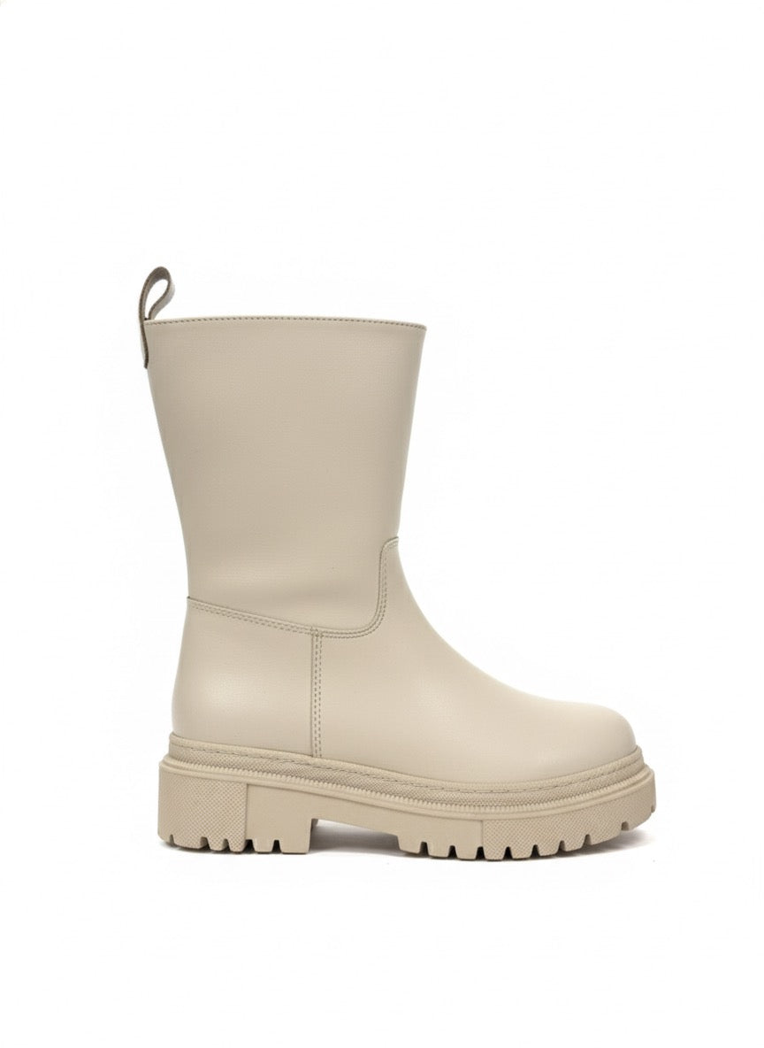 Chunky Slip-On | Ekru Rengi Kalın Tabanlı Fermuarsız Yarım Bot