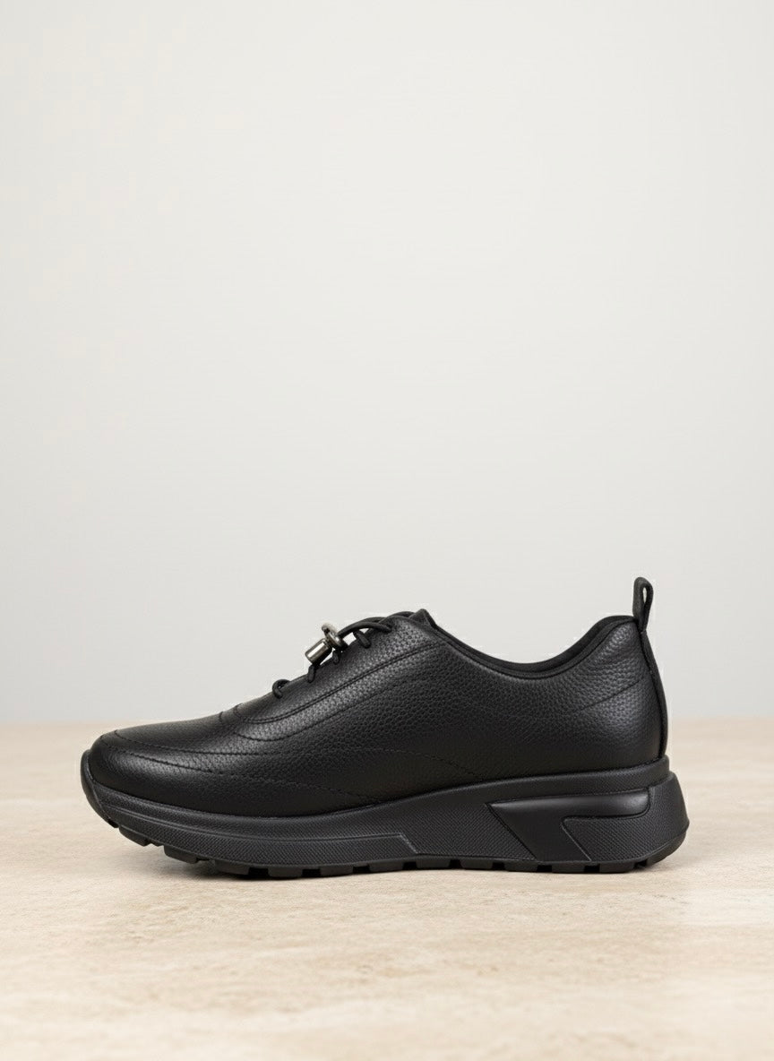 Siyah Grenli Kalın Taban Sneaker