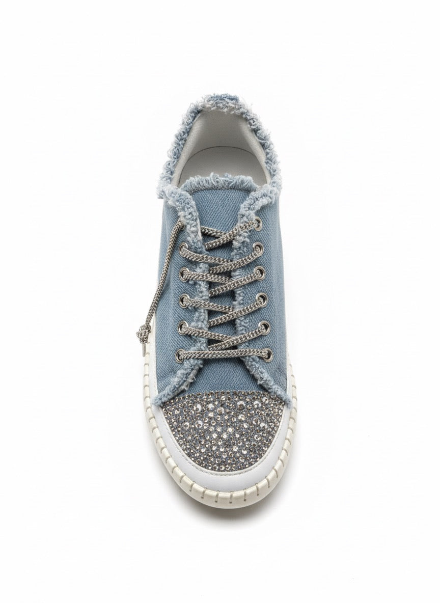 Parçalı Kot ve Taş Detaylı Günlük Sneaker