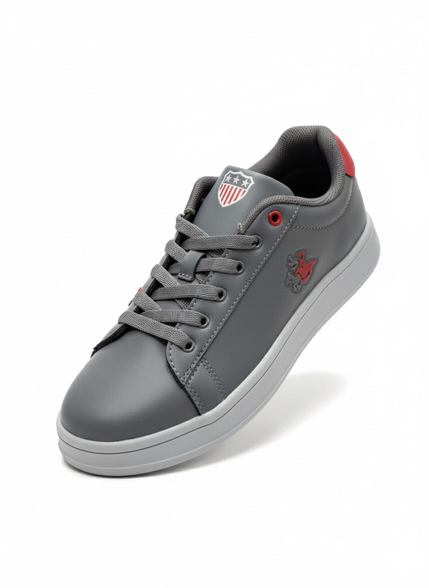 Gri Kırmızı Detaylı Hafif Platform Günlük Sneaker