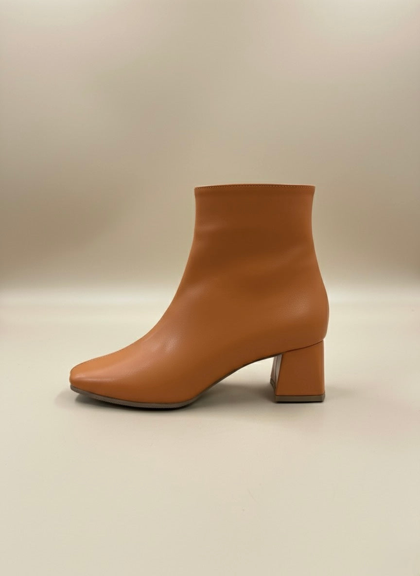 Küt Burunlu, Blok Topuklu Taba Rengi Bilek Bot