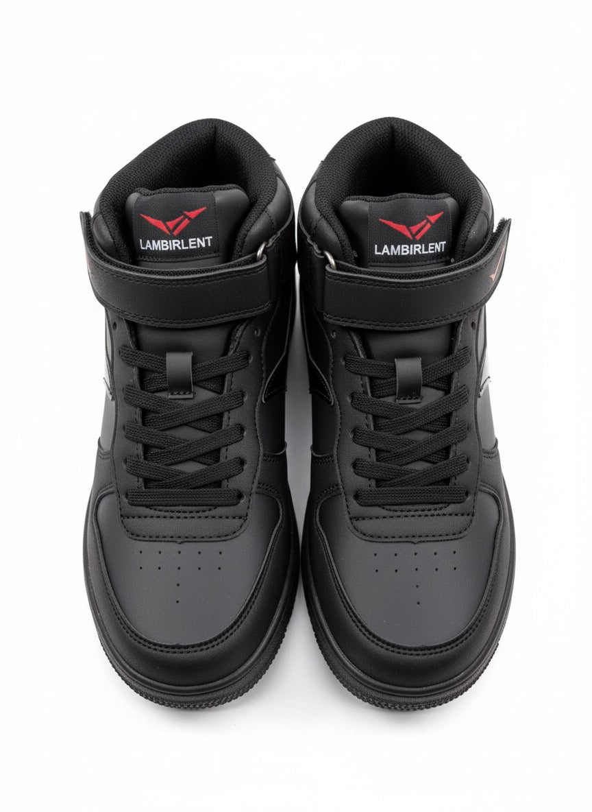 Siyah Parlak Detaylı Cırt Cırtlı Bilek Boy Sneaker