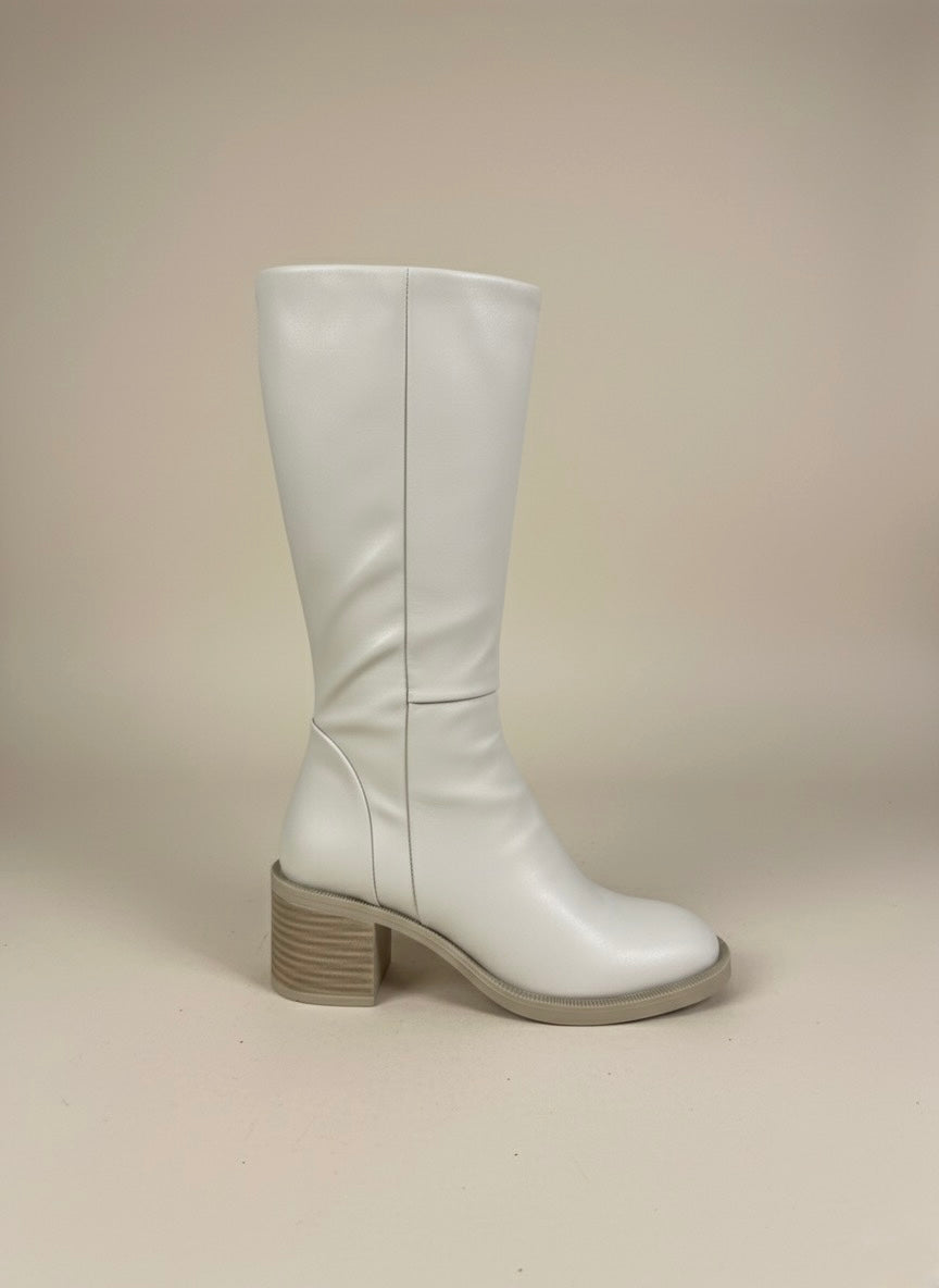 Ekru Rengi, Zıt Tabanlı Alçak Blok Topuk Uzun Bot