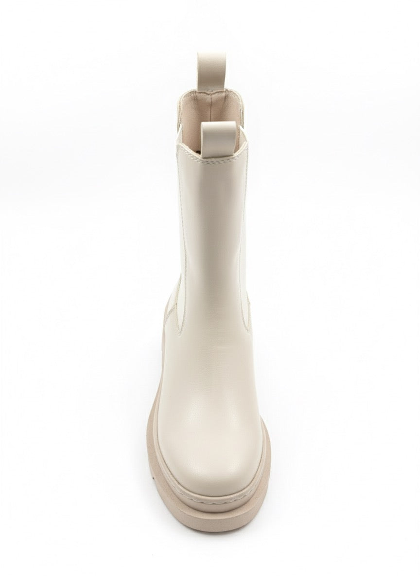 Monokrom Chunky | Ekru Rengi Kalın Tabanlı Uzun Chelsea Bot