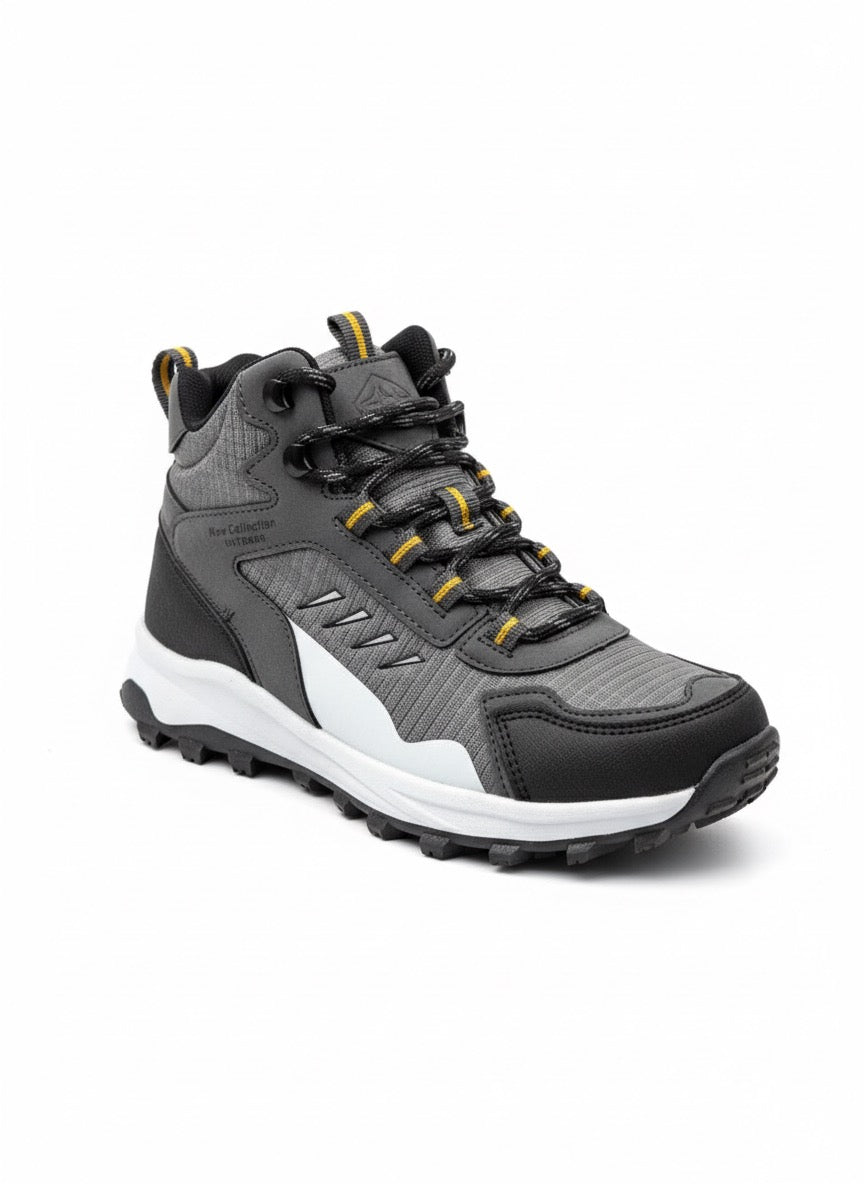 Sarı Detaylı Gri-Siyah Yüksek Taban Outdoor Bot